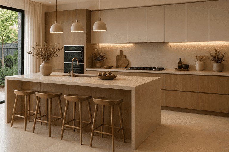 Handleless matte modern kitchen